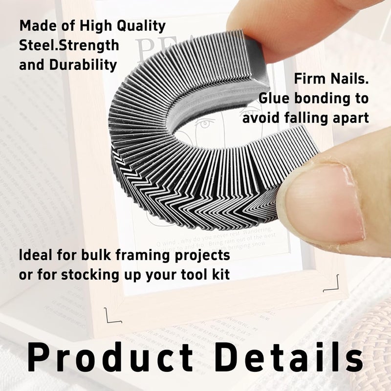 bociloy 1000PCS V Nails for Picture Framing 3/8 Inch 10mm Hardwood Frame Joiner Wedges Corner Joining Hardware Graphics Framing Supplies Wood Stretcher Bars - Image 4